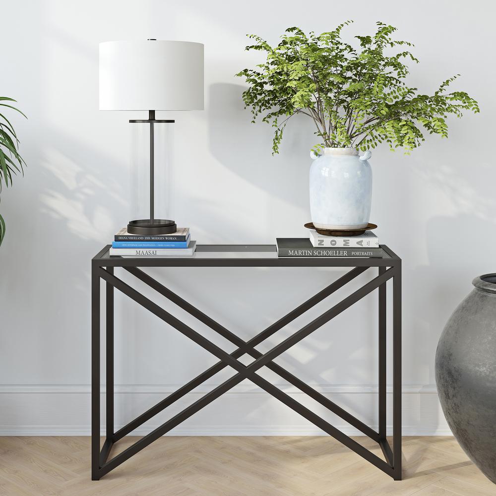 Calix 42'' Wide Rectangular Console Table in Blackened Bronze. Picture 4