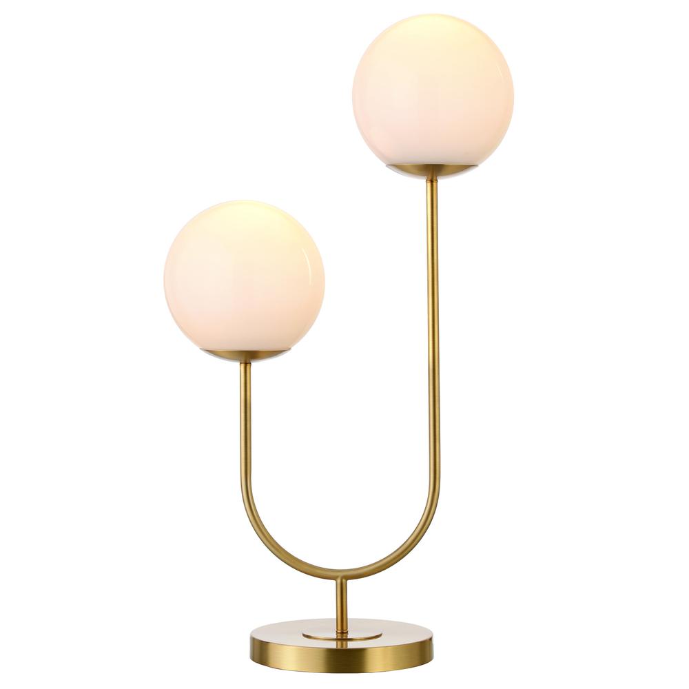 Dufrene 2-Light Table Lamp with Glass Shades in Brass/White Milk. Picture 3