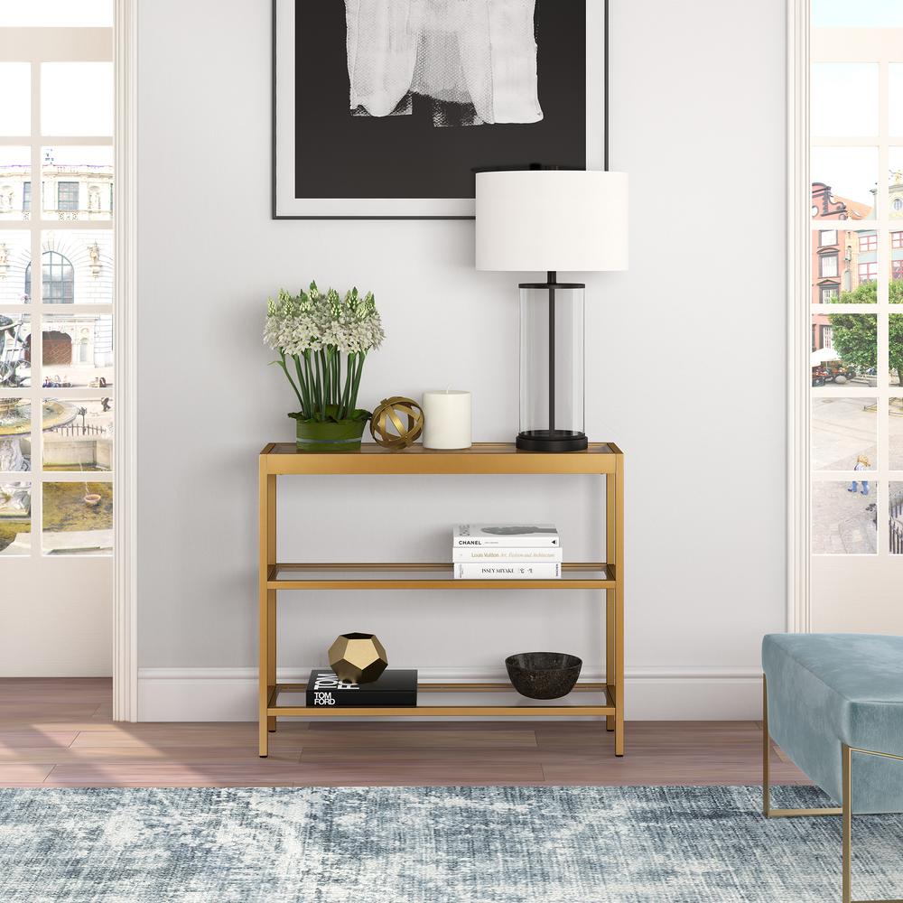 Alexis 36'' Wide Rectangular Console Table in Brass. Picture 4