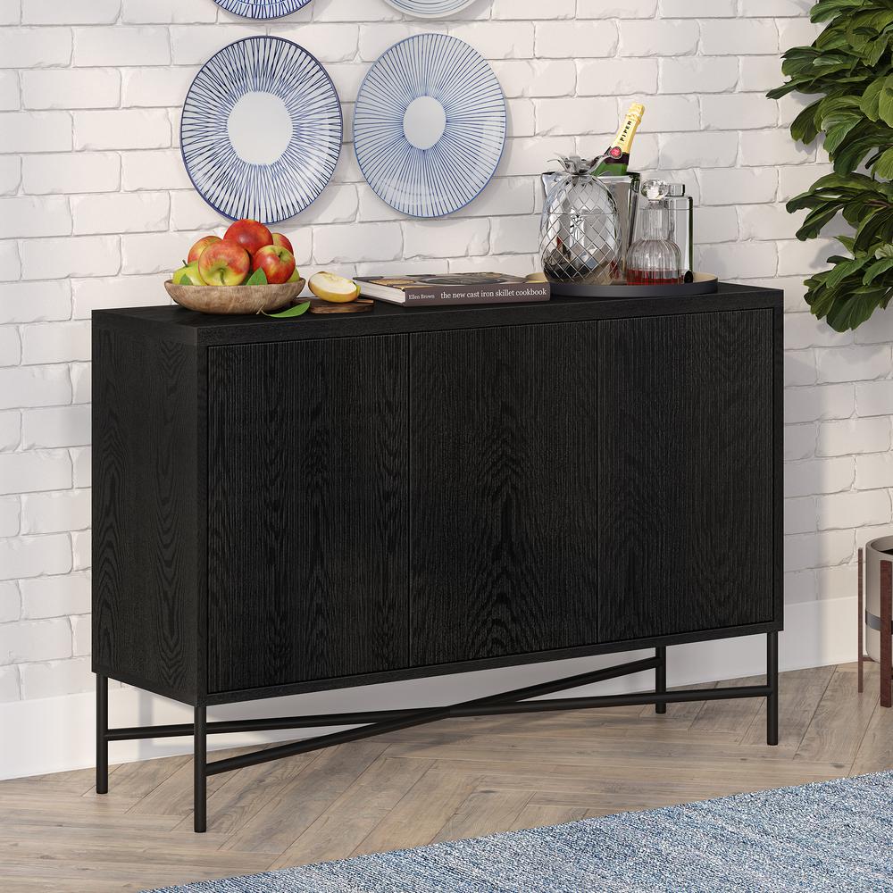Brighton 48" Wide Rectangular Buffet Table in Black Grain. Picture 3
