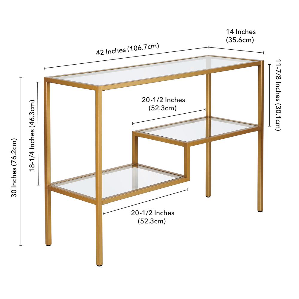 Lovett 42'' Wide Rectangular Console Table in Brass. Picture 5
