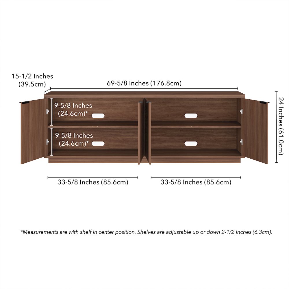 Mansfield Rectangular TV Stand for TV's up to 78" in Satin Walnut. Picture 5