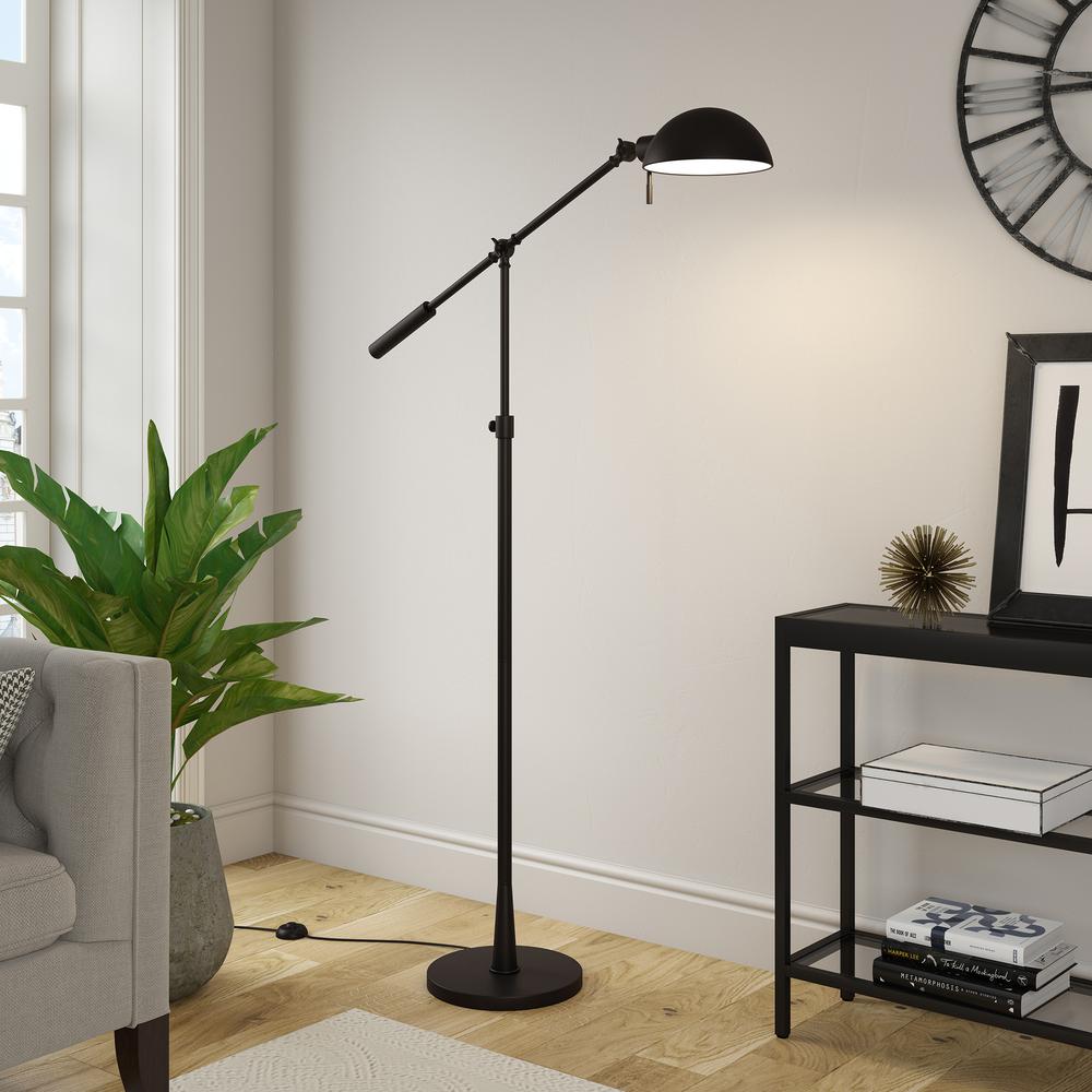 Dexter Height Adjustable/Tilting Floor Lamp with Metal Shade in Blackened Bronze/Blackened Bronze. Picture 3