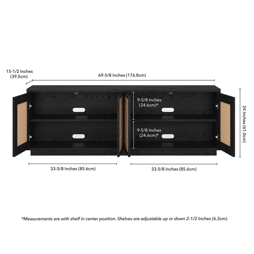Pryce Rectangular TV Stand for TV's up to 78" in Black Grain. Picture 3