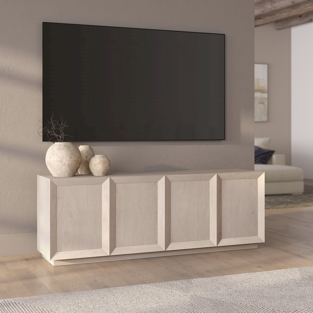 Morse Rectangular TV Stand for TV's up to 75" in Alder White. Picture 5