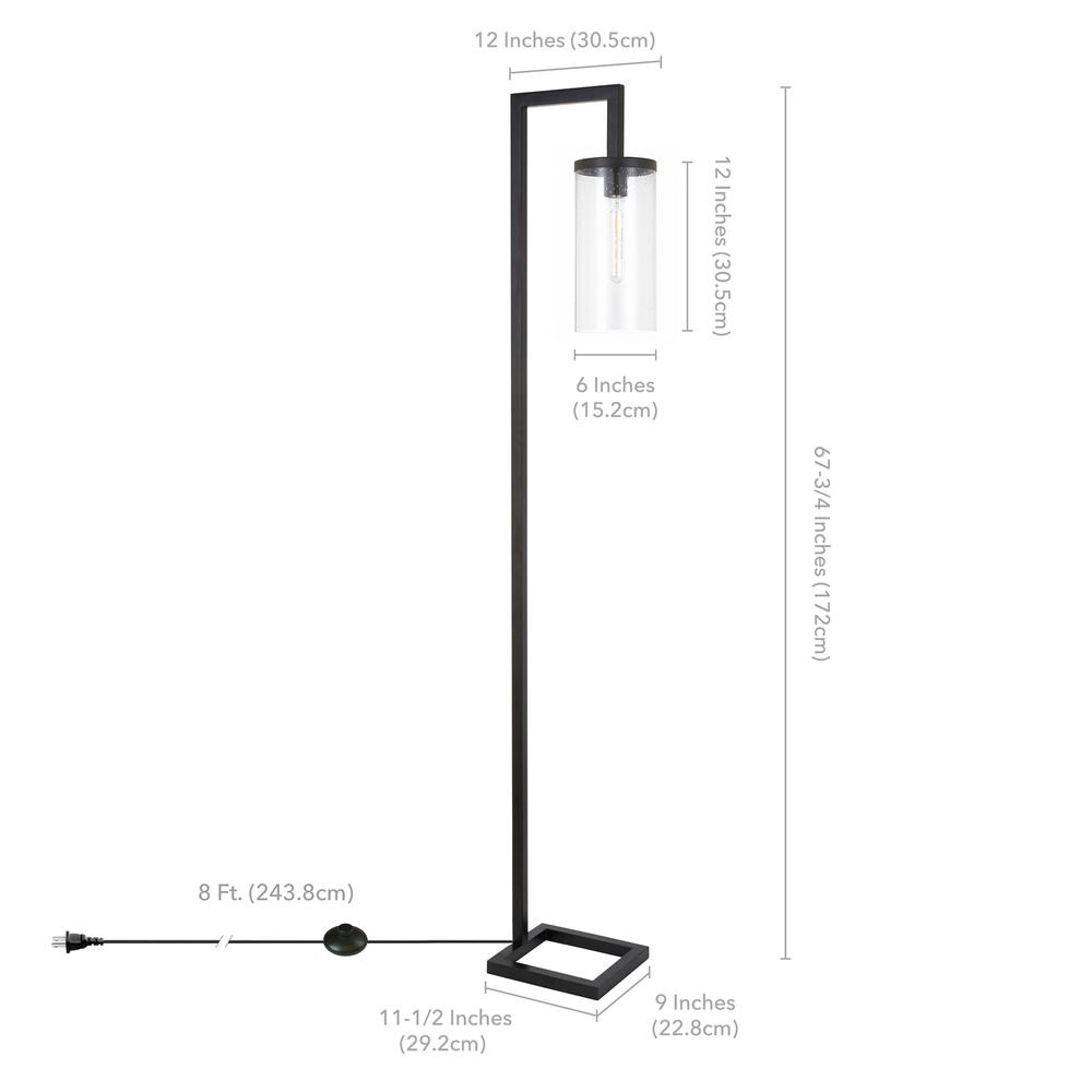 Malva 67.75" Tall Floor Lamp with Glass Shade in Blackened Bronze/Seeded. Picture 4