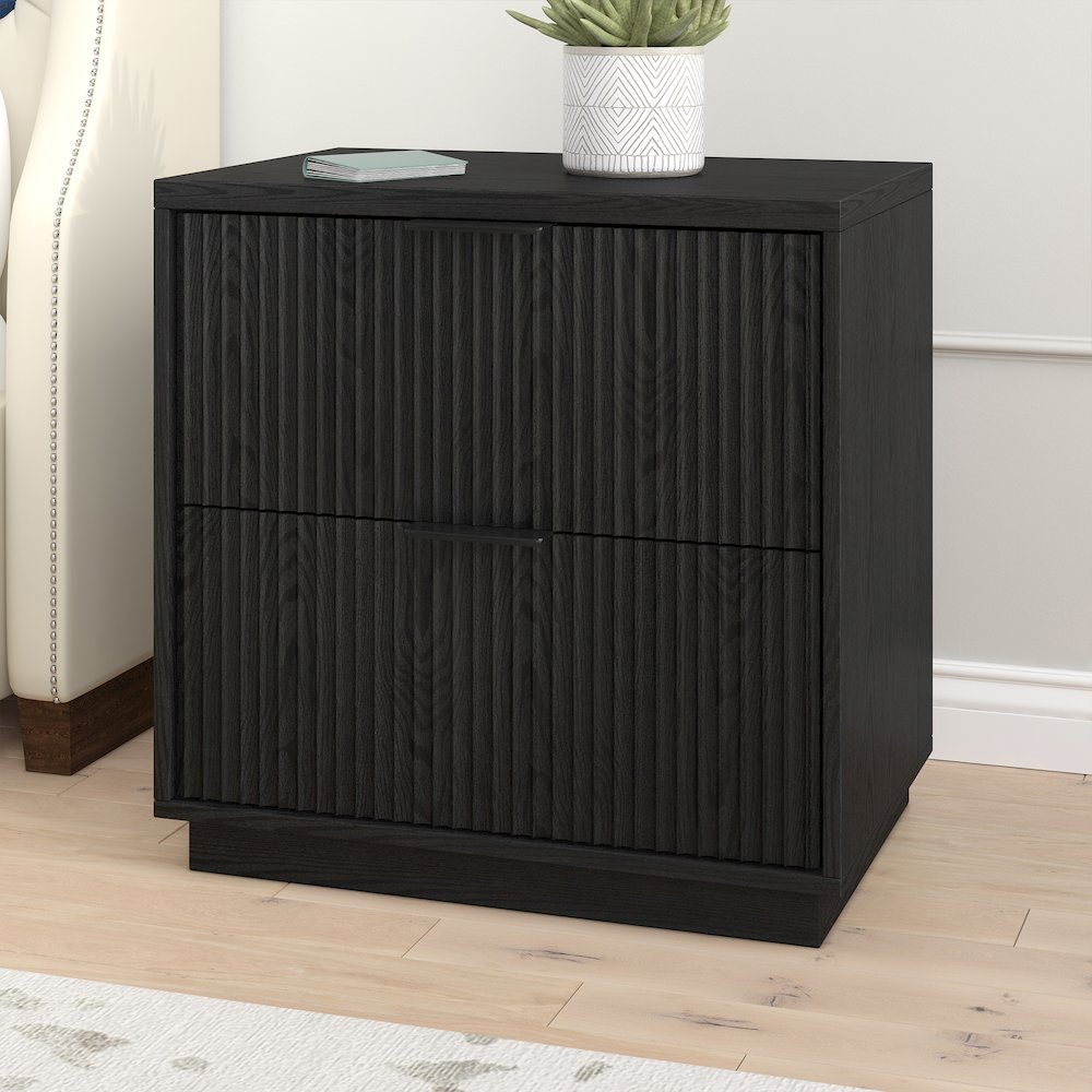 Yarden 24" Wide Rectangular Nightstand in Black Grain. Picture 4