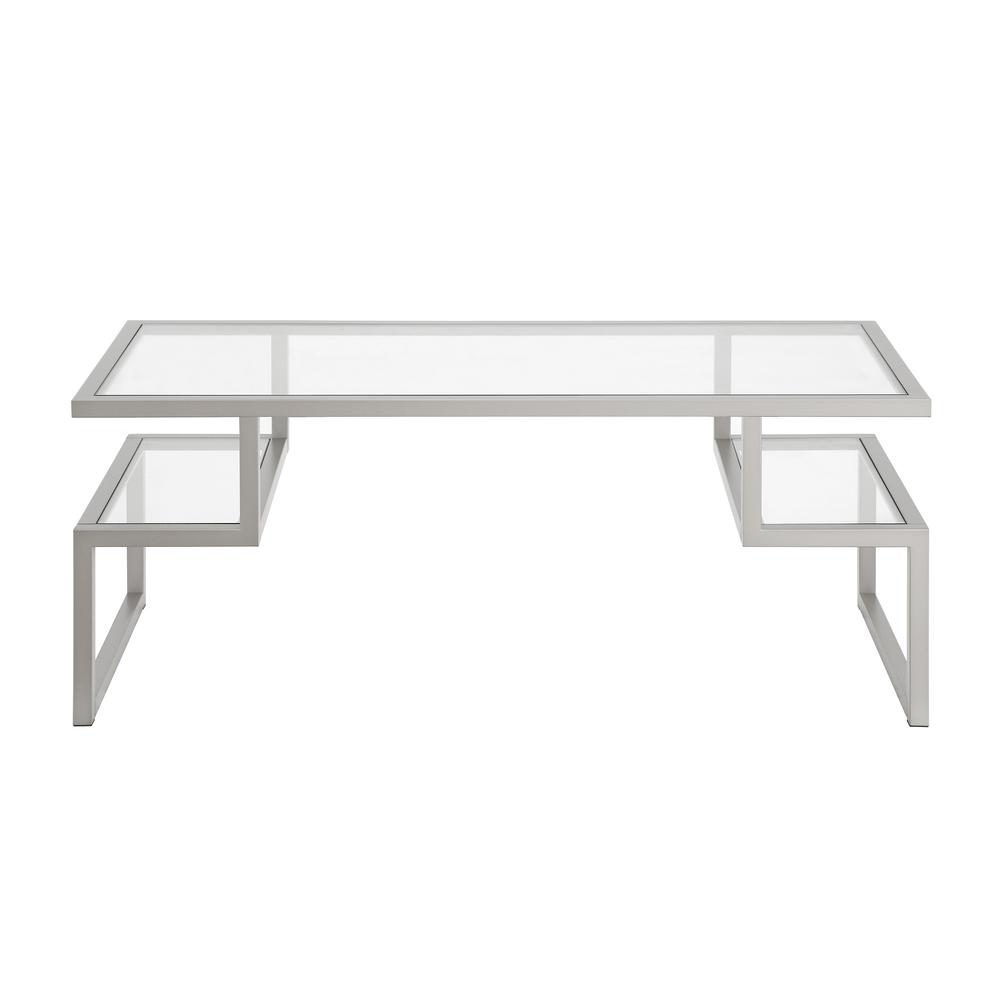 Zander 45'' Wide Rectangular Coffee Table in Nickel. Picture 3