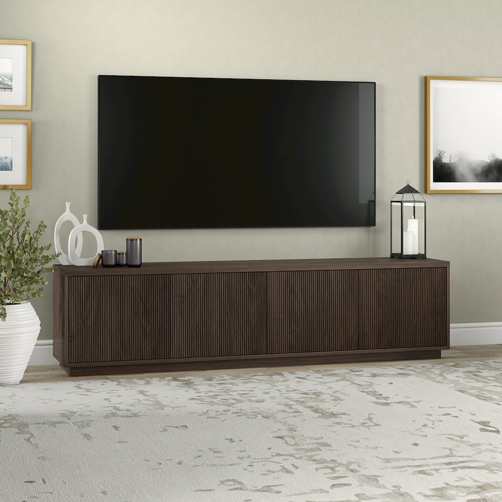 Hanson Rectangular TV Stand for TV's up to 85" in Alder Brown. Picture 4
