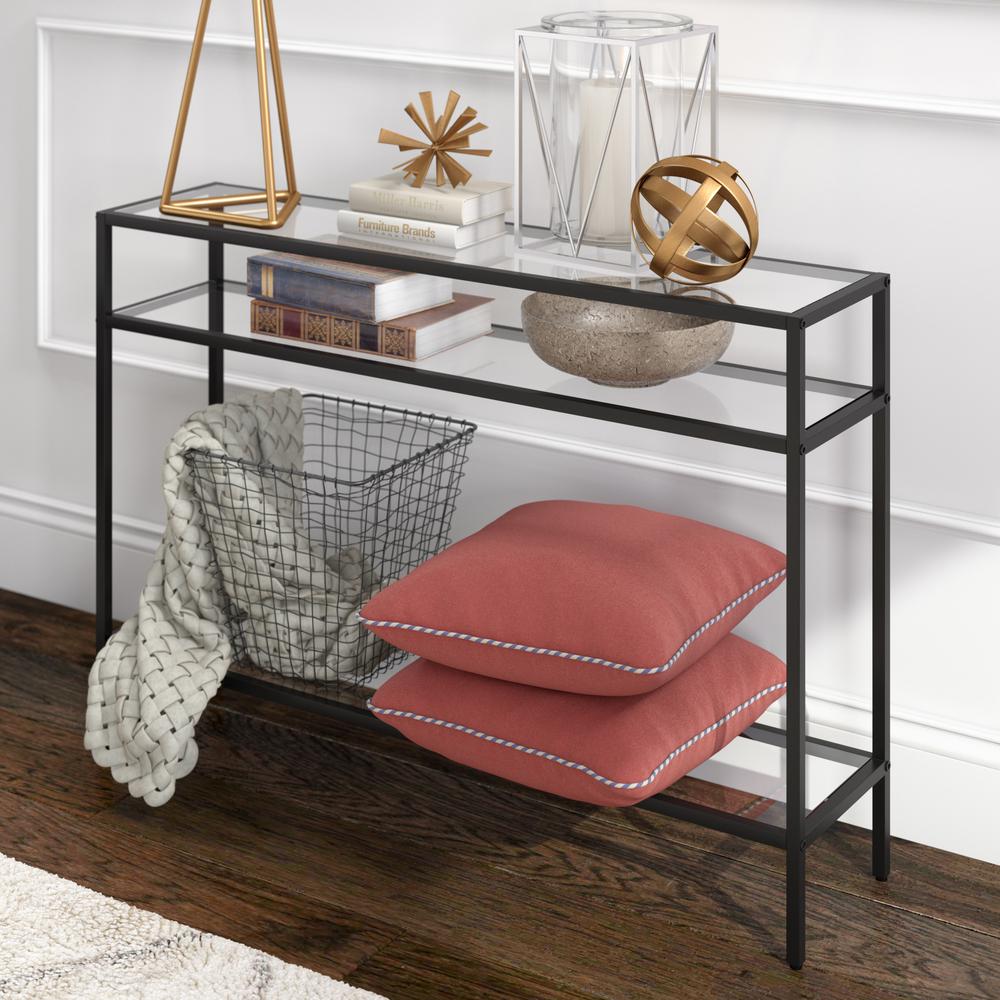 Siviline 42'' Wide Rectangular Console Table in Blackened Bronze. Picture 3