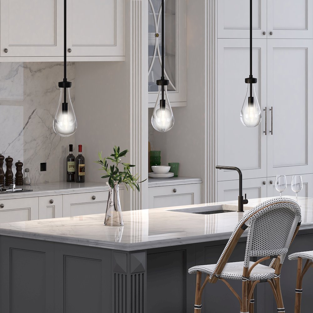 5" Dimmable Pendant Light Fixture with Glass Shade and Height up to 4.5', Black. Picture 6