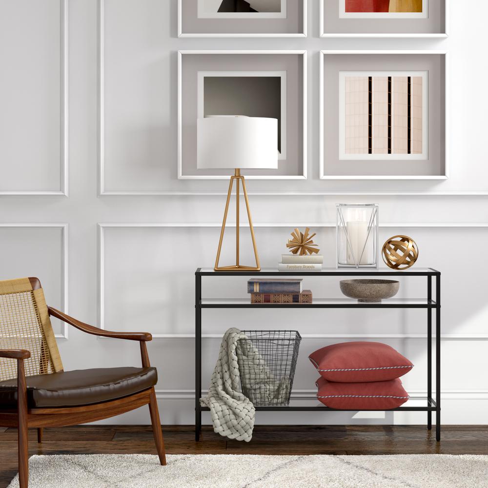 Siviline 42'' Wide Rectangular Console Table in Blackened Bronze. Picture 5
