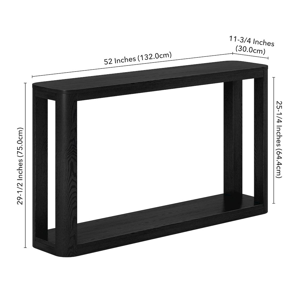 Stellan 52" Wide Rectangular Console Table in Black Grain. Picture 5