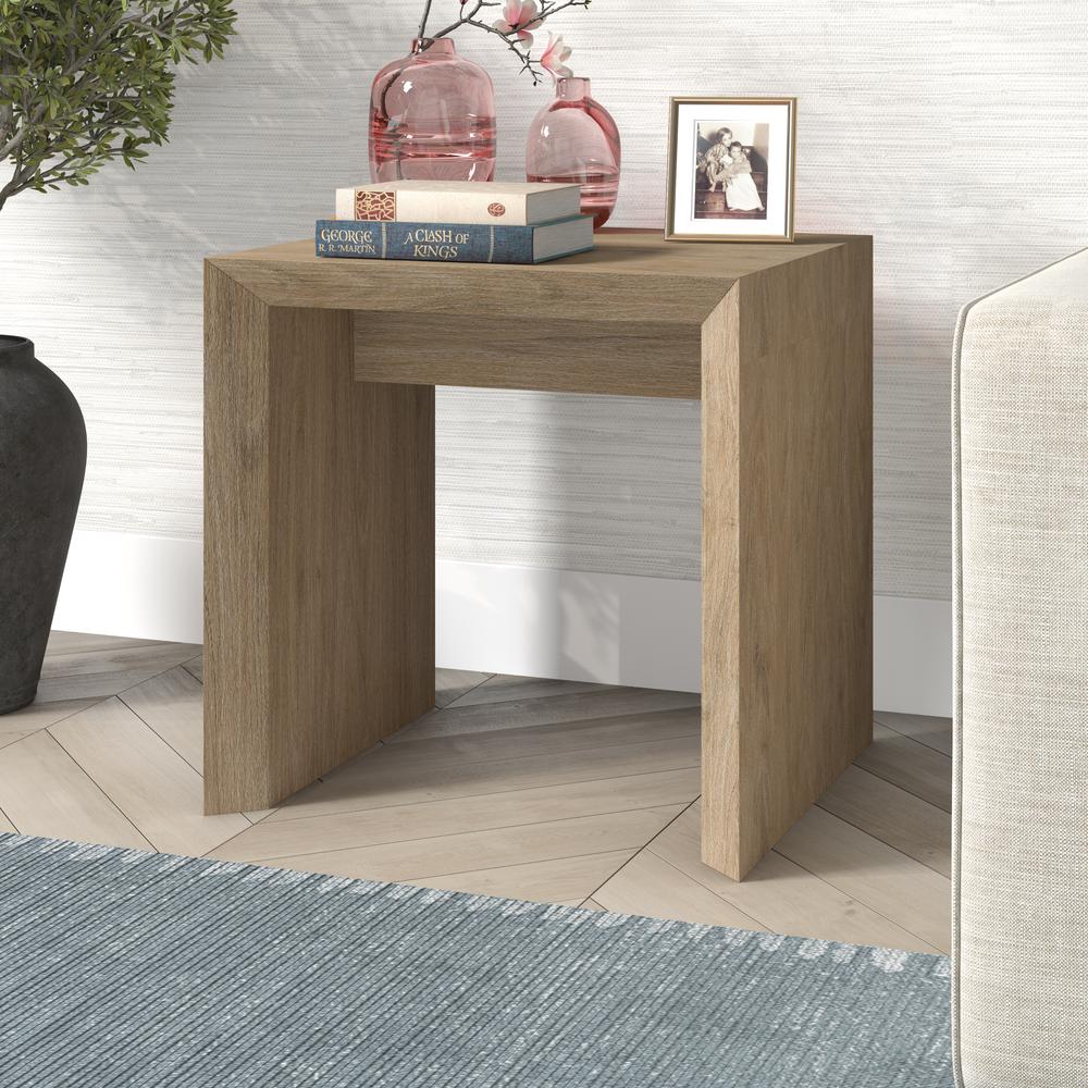 Oswin 22" Wide Rectangular Side Table in Antiqued Gray Oak. Picture 4