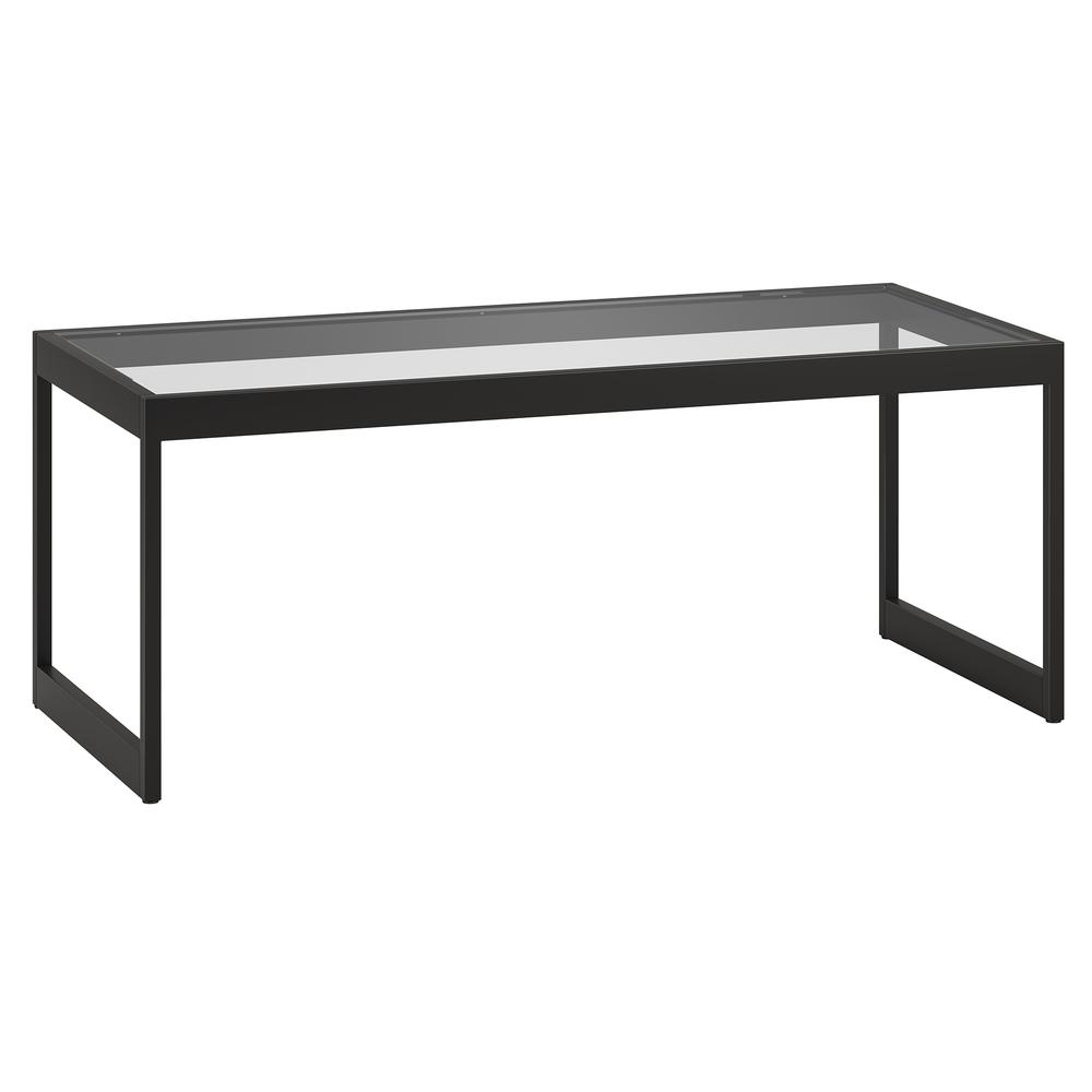 Ezra 45" Wide Rectangular Coffee Table in Blackened Bronze. Picture 1