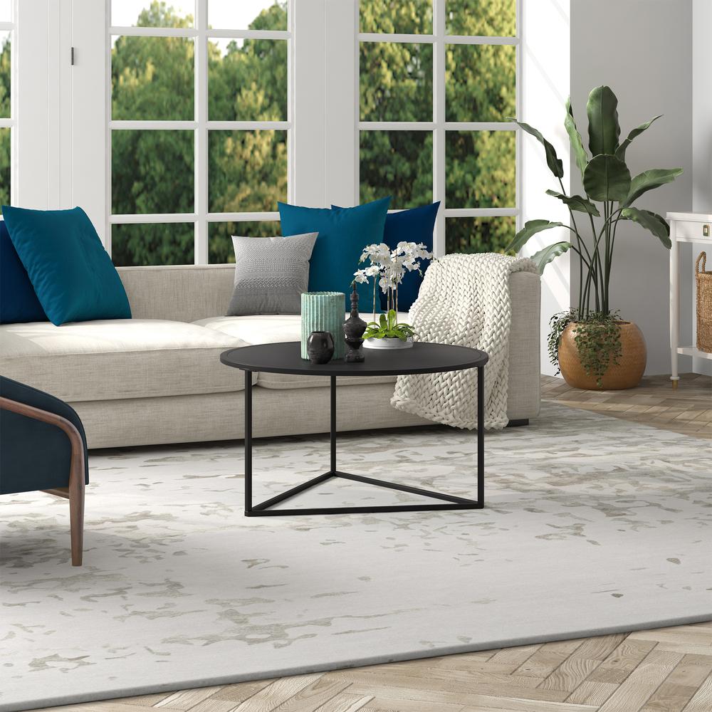 Jenson 33'' Wide Round Coffee Table with Metal Top in Blackened Bronze. Picture 5