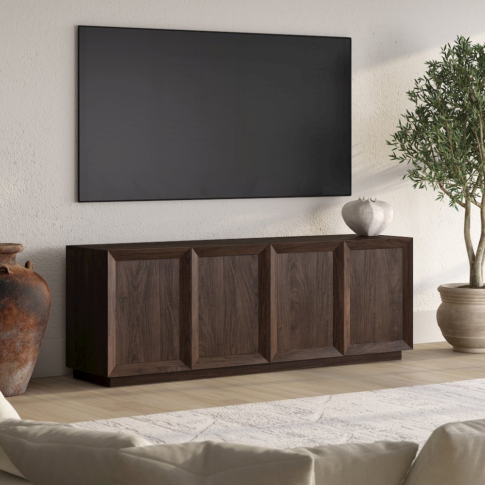 Morse Rectangular TV Stand for TV's up to 75" in Alder Brown. Picture 5
