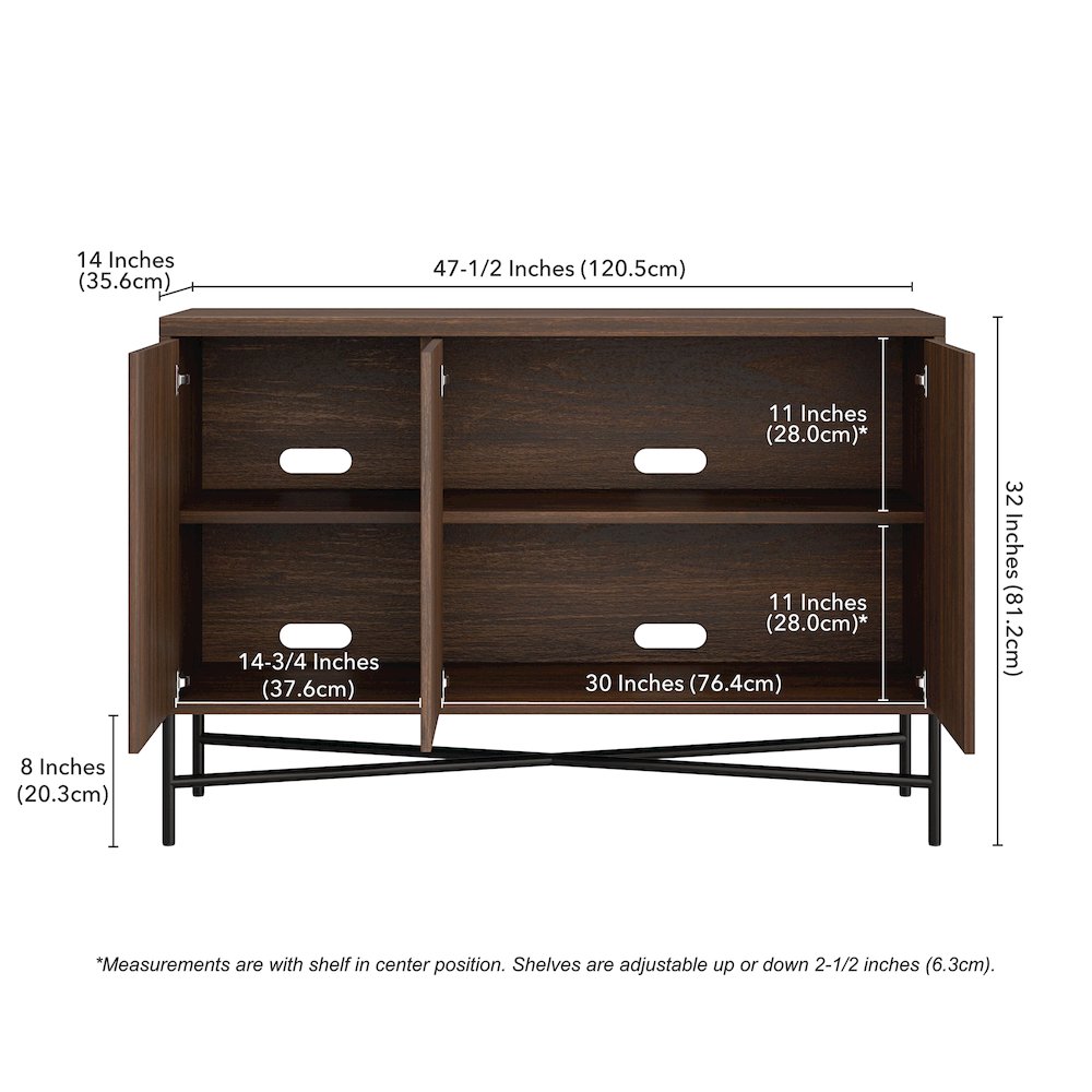 Brighton 48" Wide Rectangular Buffet Table in Alder Brown. Picture 5
