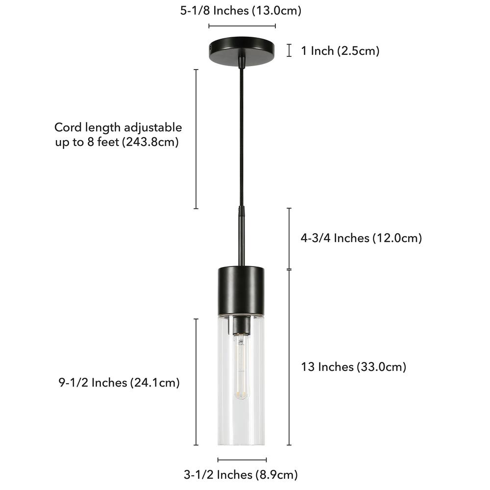 Lance 3.5" Wide Pendant with Glass Shade in Blackened Steel/Clear. Picture 5