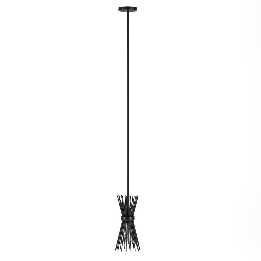 Andromeda 7" Wide Starburst Pendant with Metal Shade in Blackened Bronze/Blackened Bronze. Picture 1