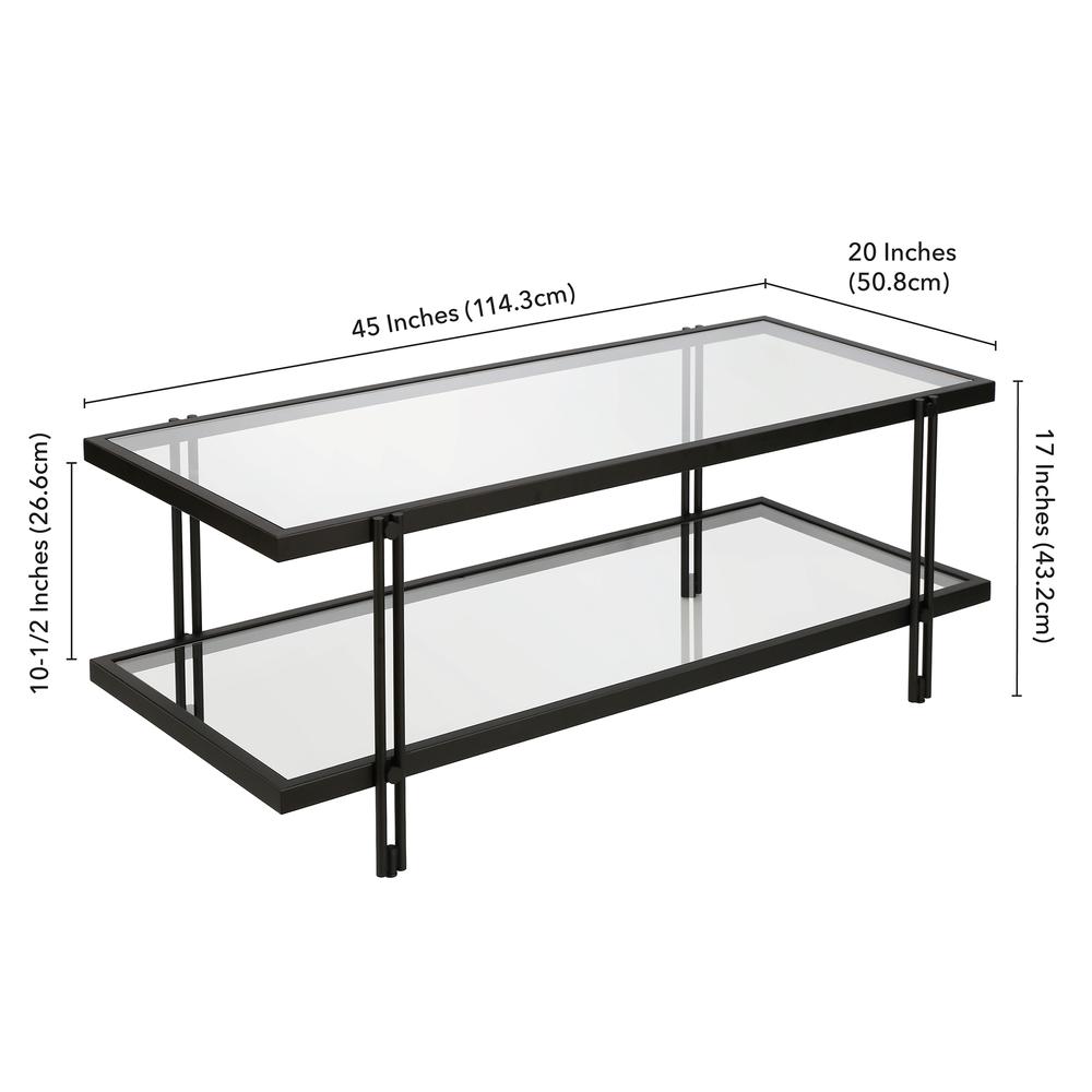 Inez 45'' Wide Rectangular Coffee Table in Blackened Bronze. Picture 6