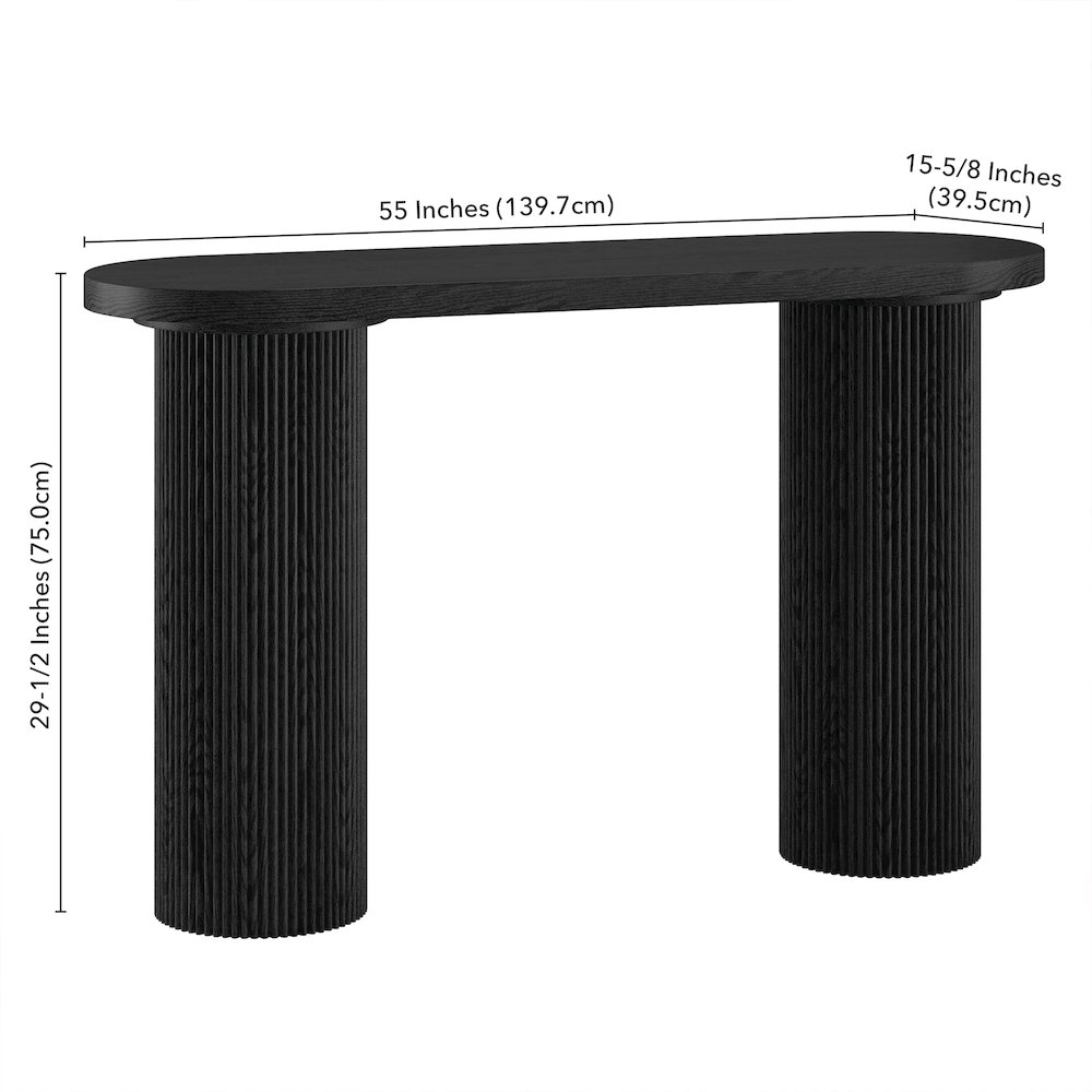 Henn&Hart 55" Wooden Rectangular Fluted Console Table, Ribbed Entryway Table. Picture 5