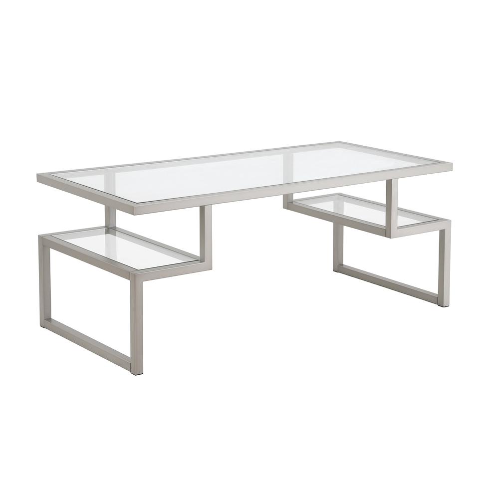 Zander 45'' Wide Rectangular Coffee Table in Nickel. Picture 1