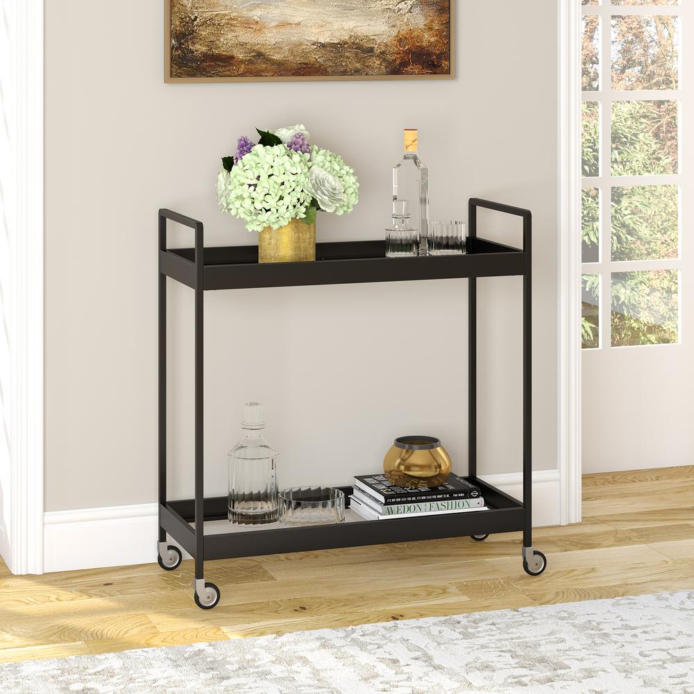Cooper 33'' Wide Rectangular Bar Cart in Blackened Bronze. Picture 2