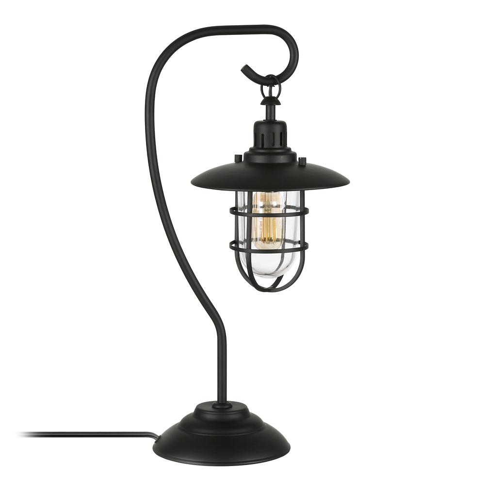 Bay 22" Tall Nautical Table Lamp with Glass/Metal Shade in Blackened Bronze/Clear. Picture 3