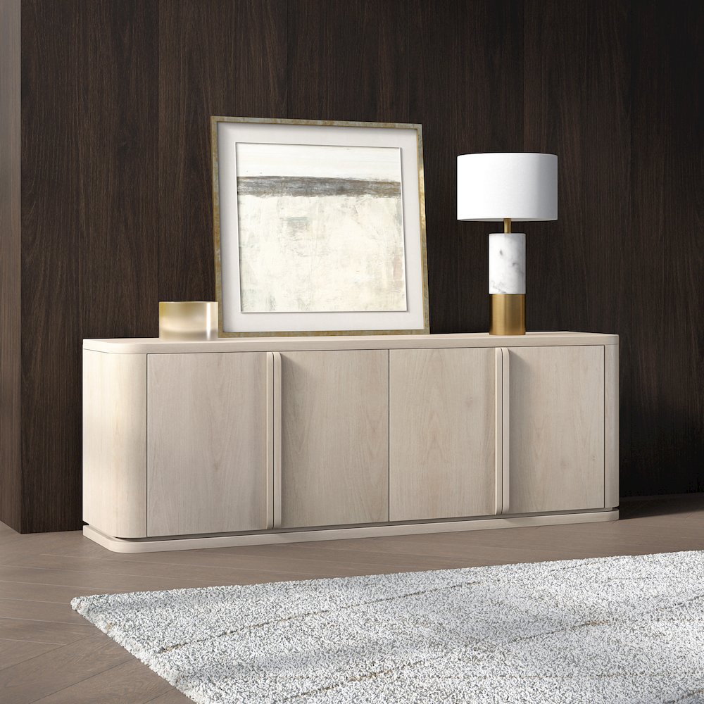 Vance Rectangular TV Stand for TV's up to 78" in Alder White. Picture 5