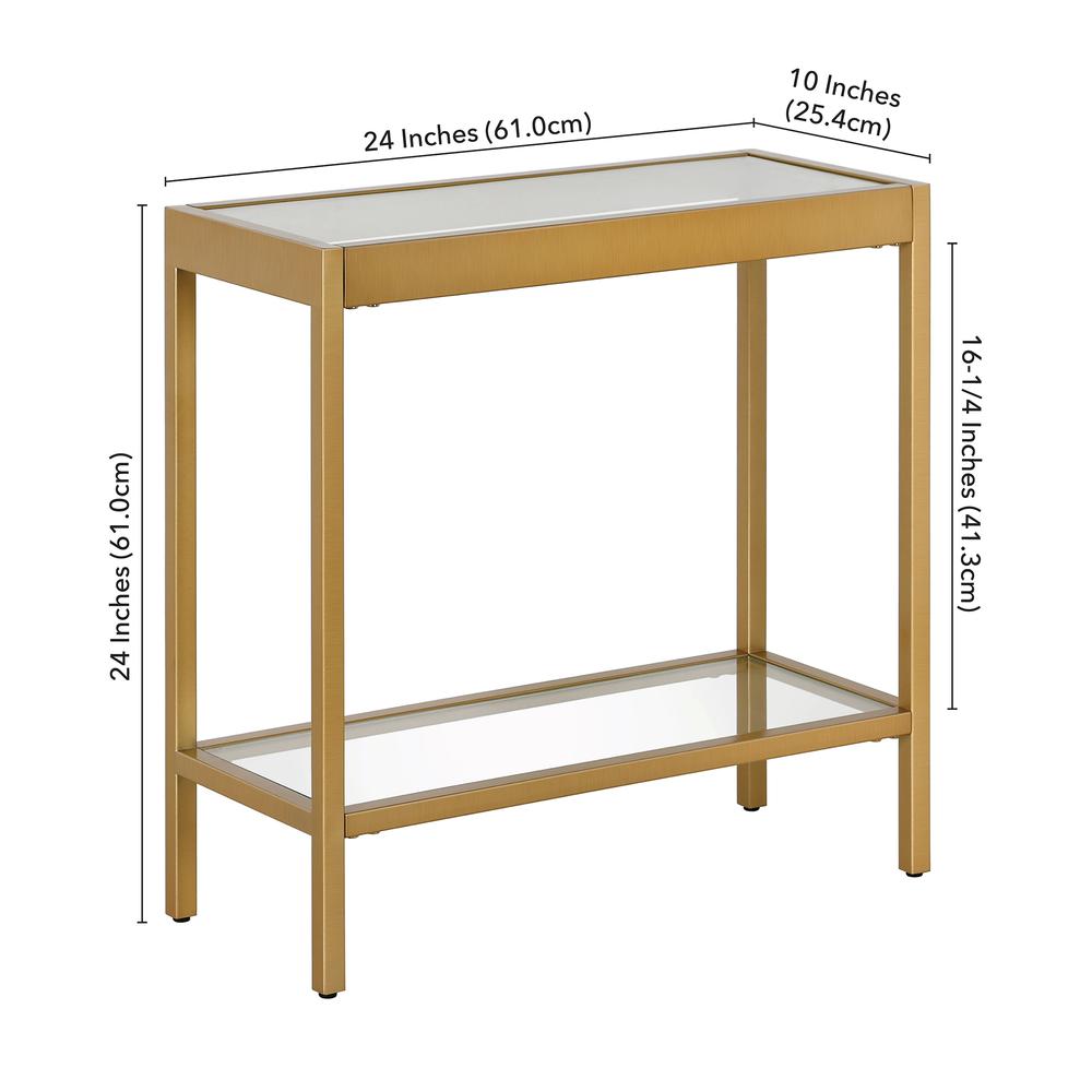 Alexis 24'' Wide Rectangular Side Table in Brass. Picture 5