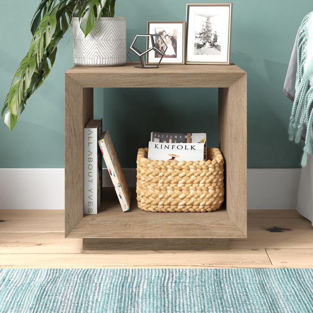 Tannen 22" Wide Rectangular Side Table in Antiqued Gray Oak. Picture 2