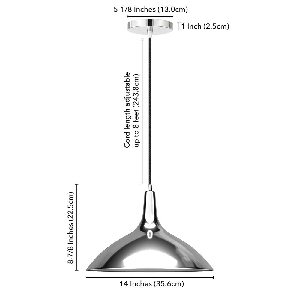 Barton 14" Wide Pendant with Metal Shade in Polished Nickel/Polished Nickel. Picture 5