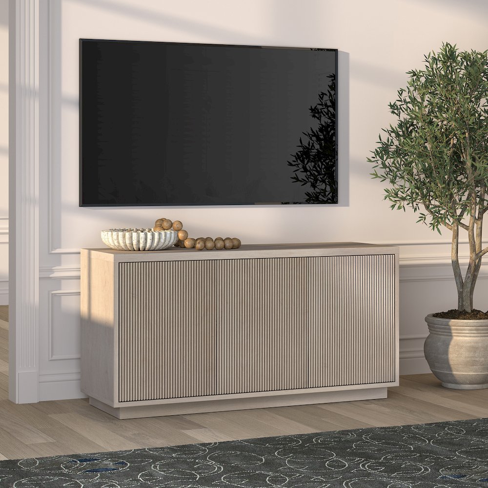 Hanson Rectangular TV Stand for TV's up to 50" in Alder White. Picture 5