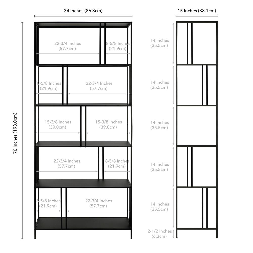 Cortland 34'' Wide Rectangular Bookcase in Blackened Bronze. Picture 5