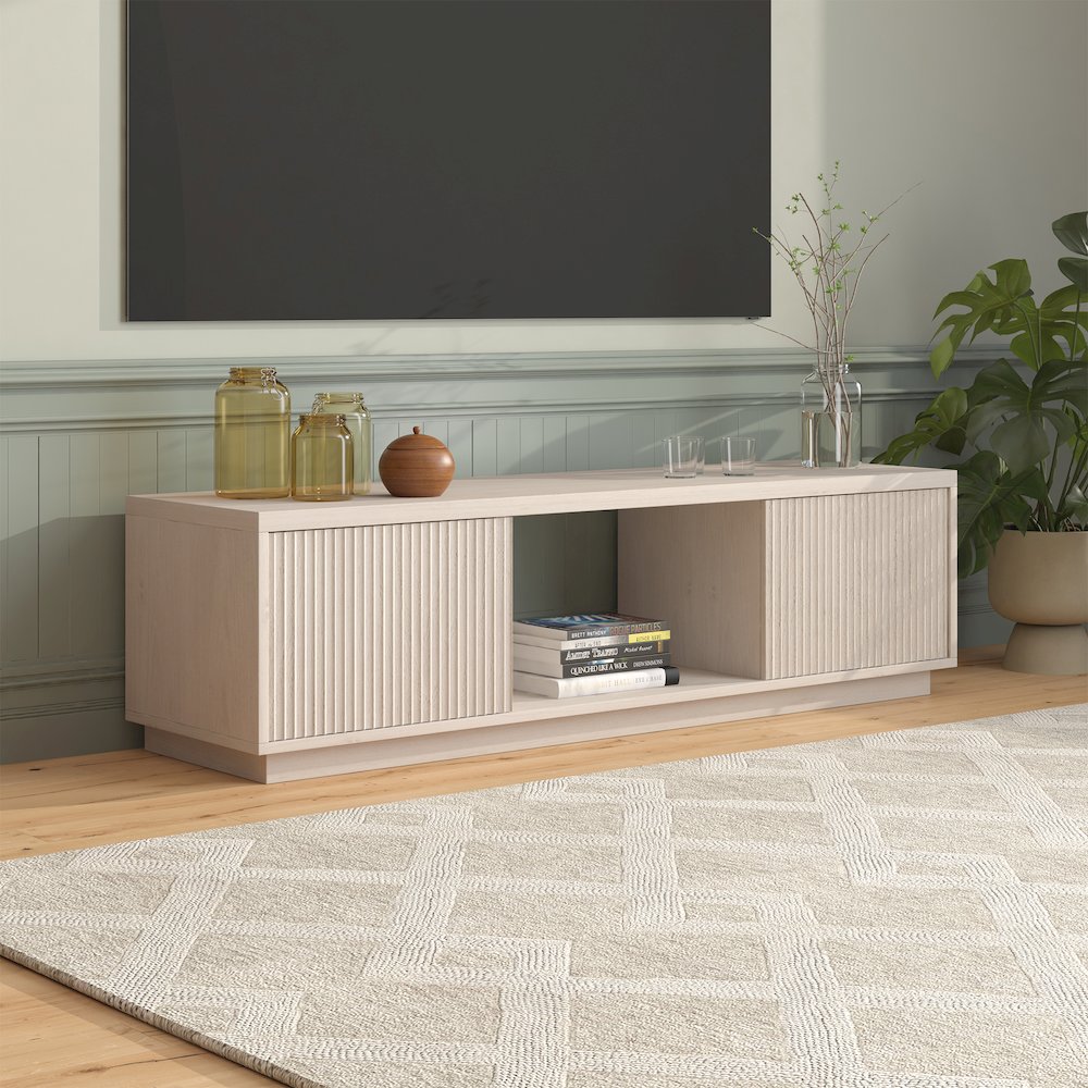 Dorian Rectangular TV Stand for TV's up to 65" in Alder White. Picture 4