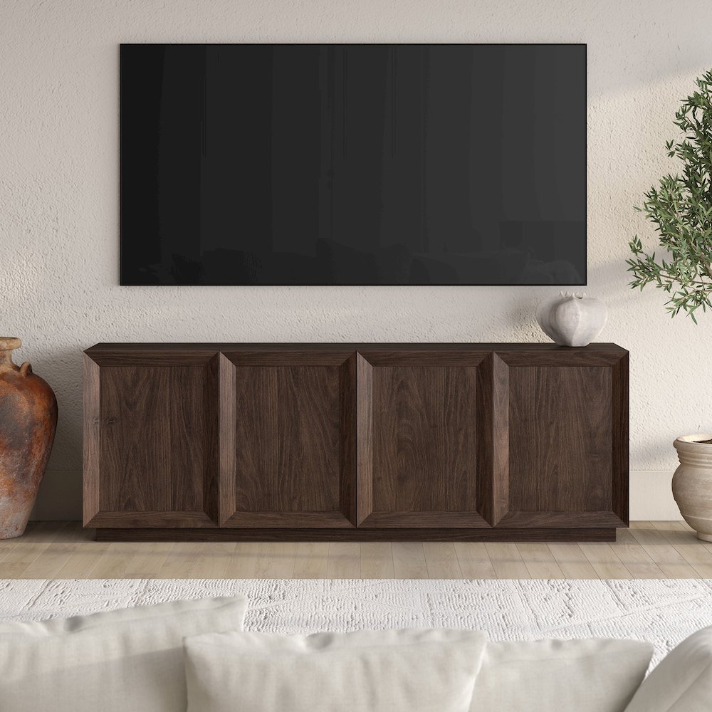 Morse Rectangular TV Stand for TV's up to 75" in Alder Brown. Picture 4