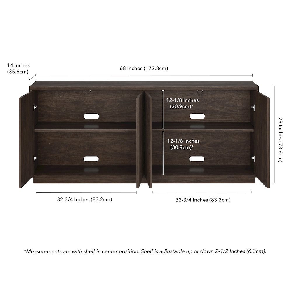 Alston 68" Wide Rectangular Buffet Table in Alder Brown. Picture 5