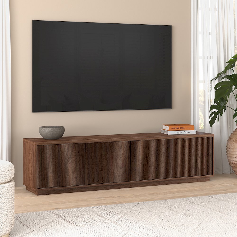 Hanson Rectangular TV Stand for TV's up to 85" in Satin Walnut. Picture 4