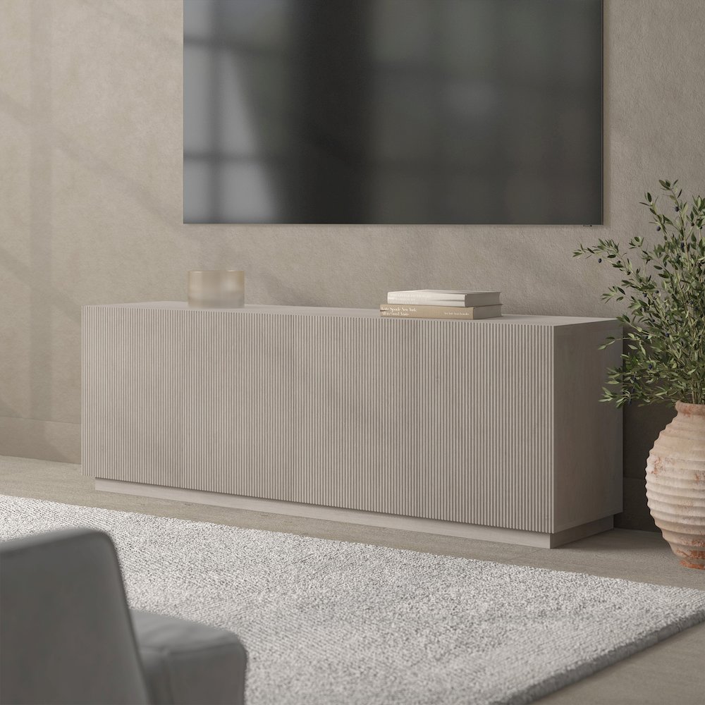 Halifax Rectangular TV Stand for TV's up to 75" in Alder White. Picture 5