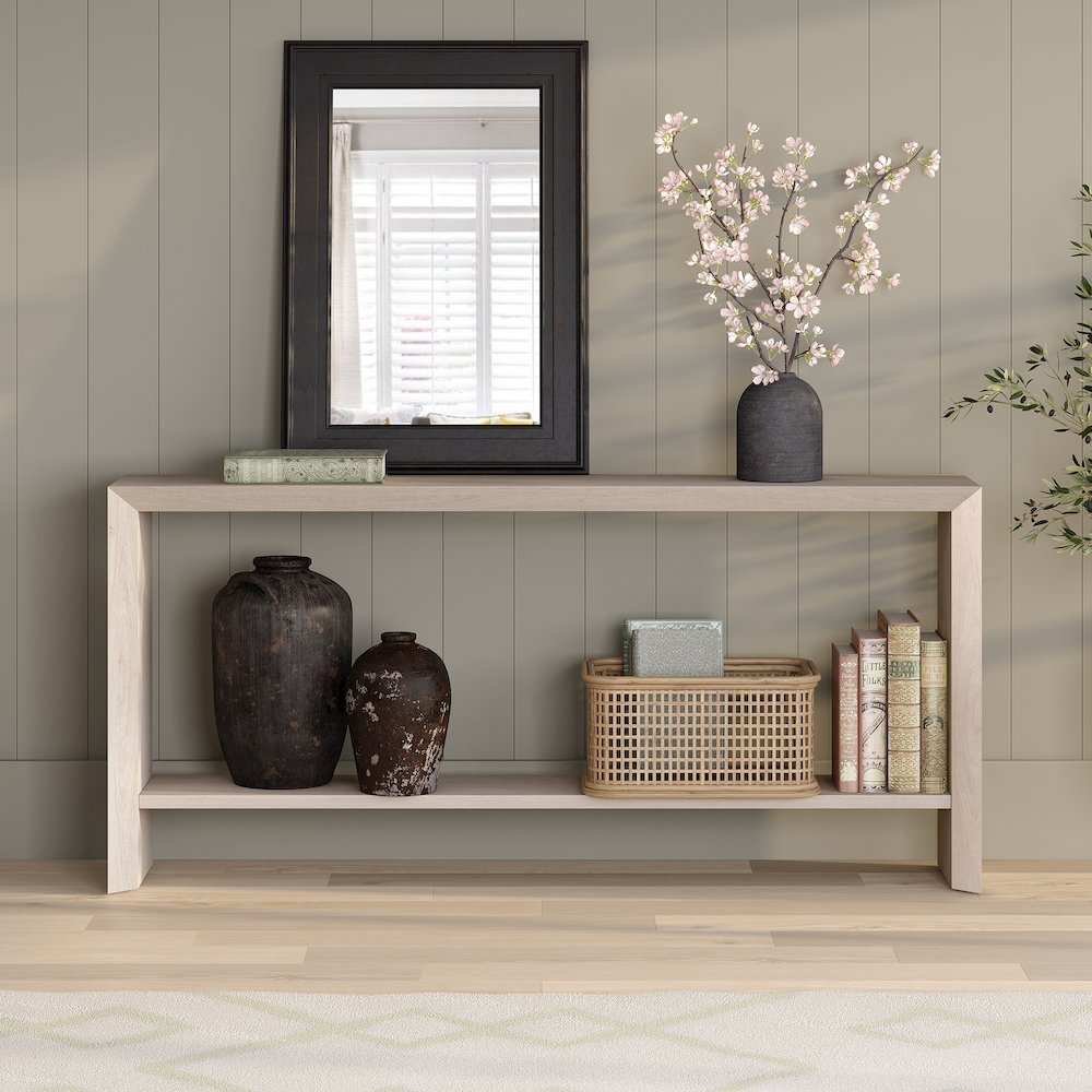 Osman 64" Wide Rectangular Console Table in Alder White. Picture 4