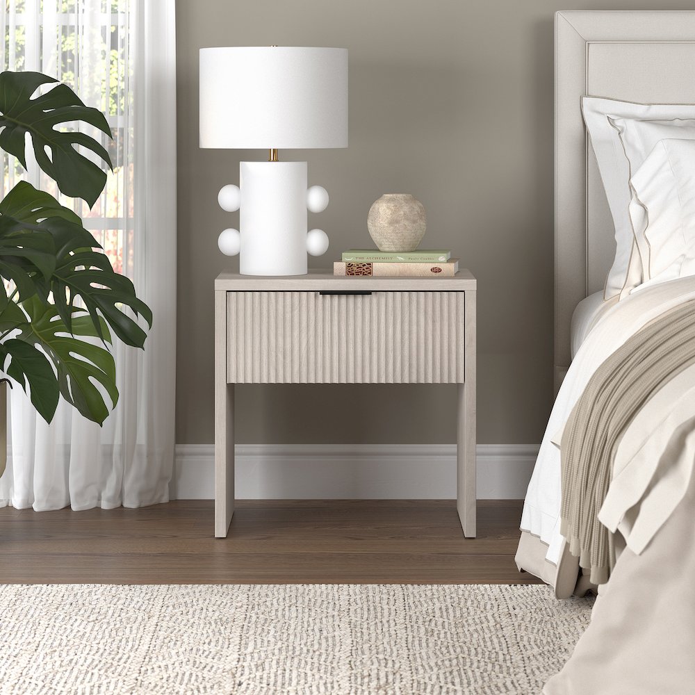 Kenslow 24" Wide Rectangular Nightstand in Alder White. Picture 4