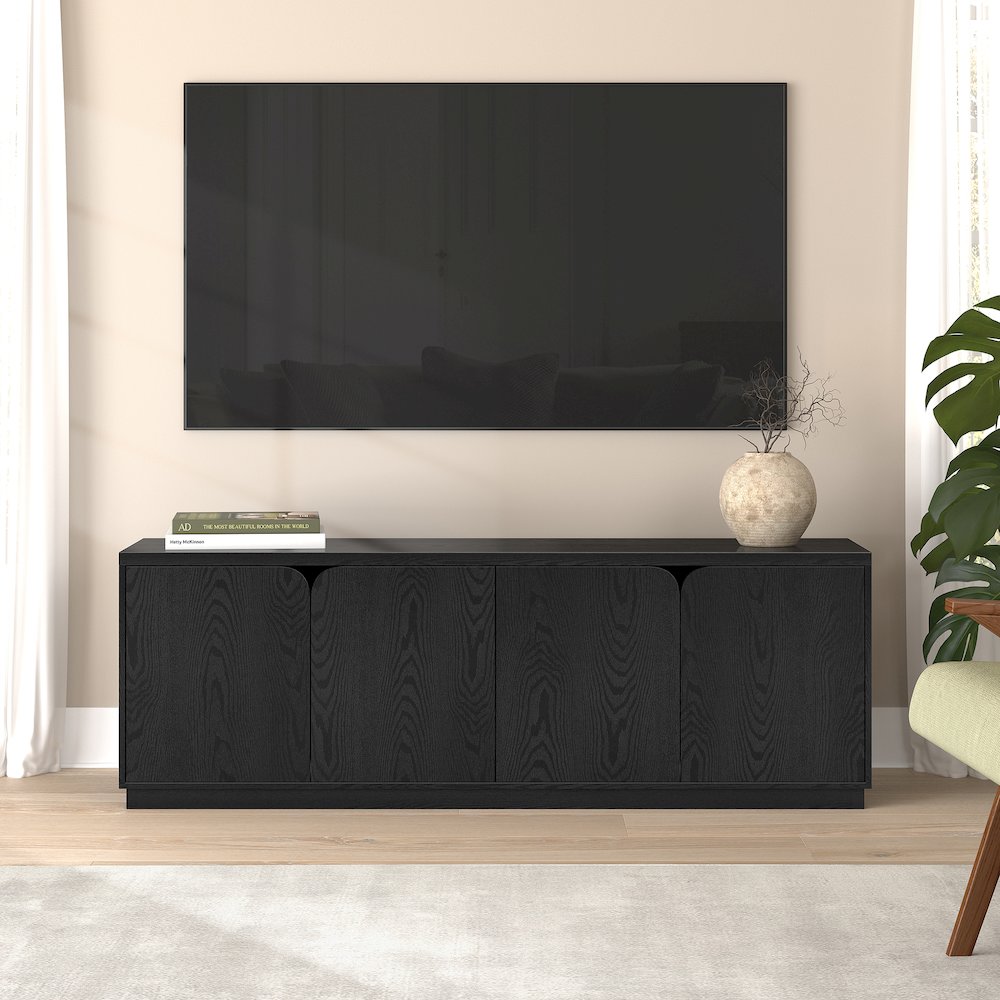Fitzroy Rectangular TV Stand for TV's up to 78" in Black Grain. Picture 3