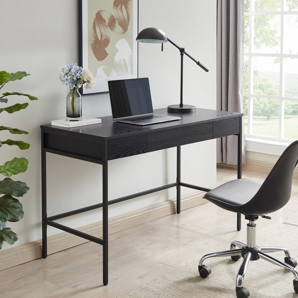 Evans 47.75'' Wide Rectangular Writing Desk in Black. Picture 5