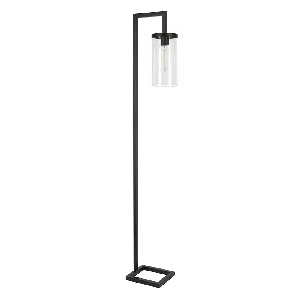 Malva 67.75" Tall Floor Lamp with Glass Shade in Blackened Bronze/Clear. Picture 1