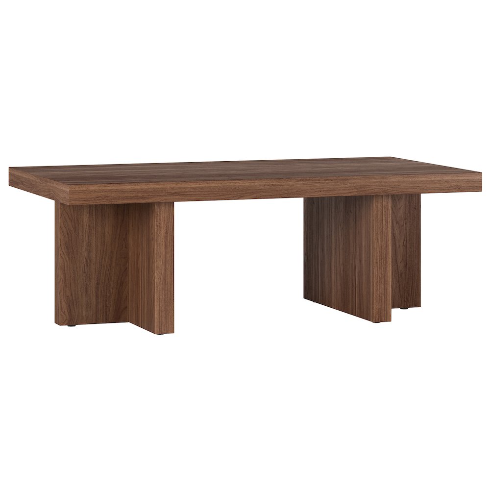 Dimitra 44" Wide Rectangular Coffee Table in Satin Walnut. Picture 1