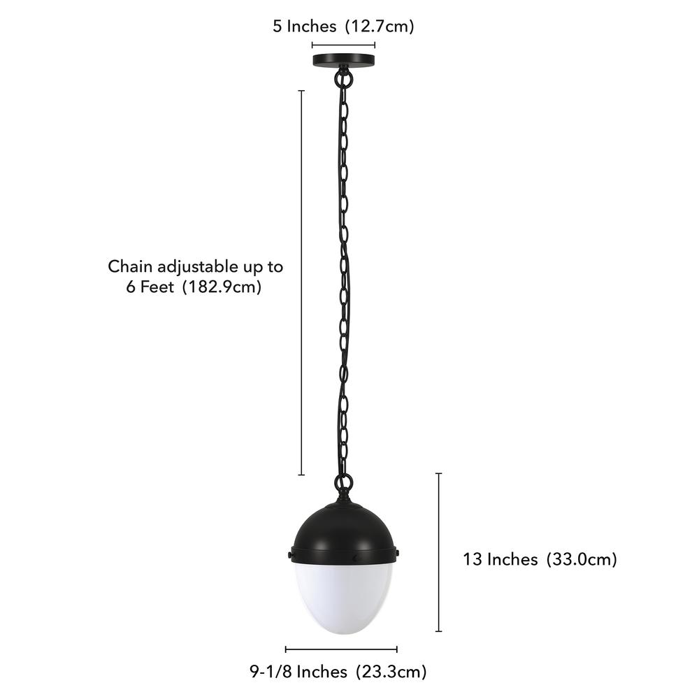 Aurelia 8" Wide Pendant with Glass Shade in Blackened Bronze/White Milk. Picture 5