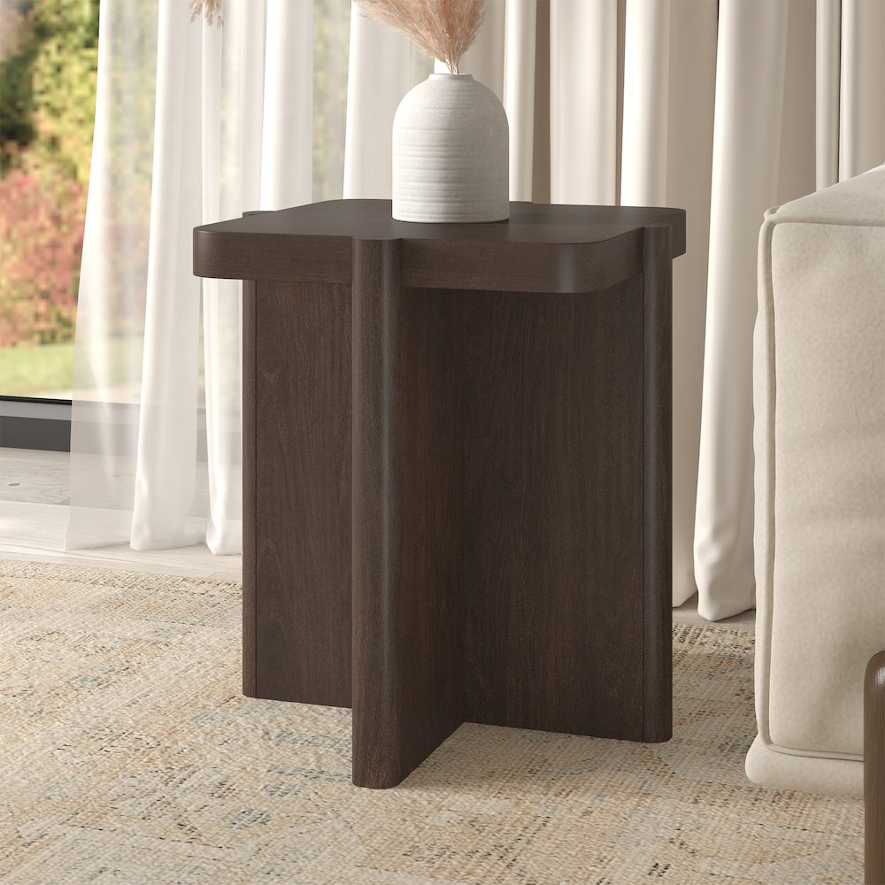Henn&Hart 20" Modern Square End Table, Side Table , Nightstand with X-Base for. Picture 2
