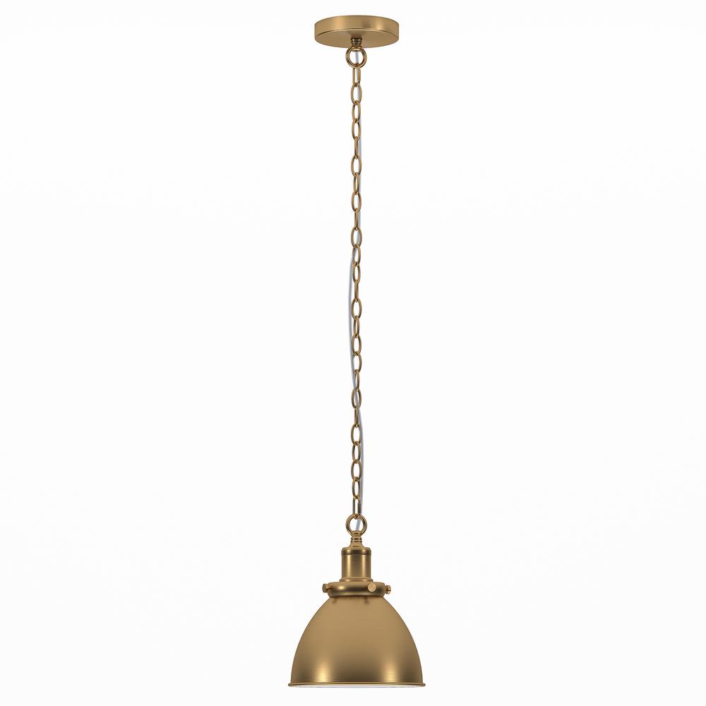 Elodie 8" Wide Pendant with Metal Shade in Brass/Brass. Picture 1