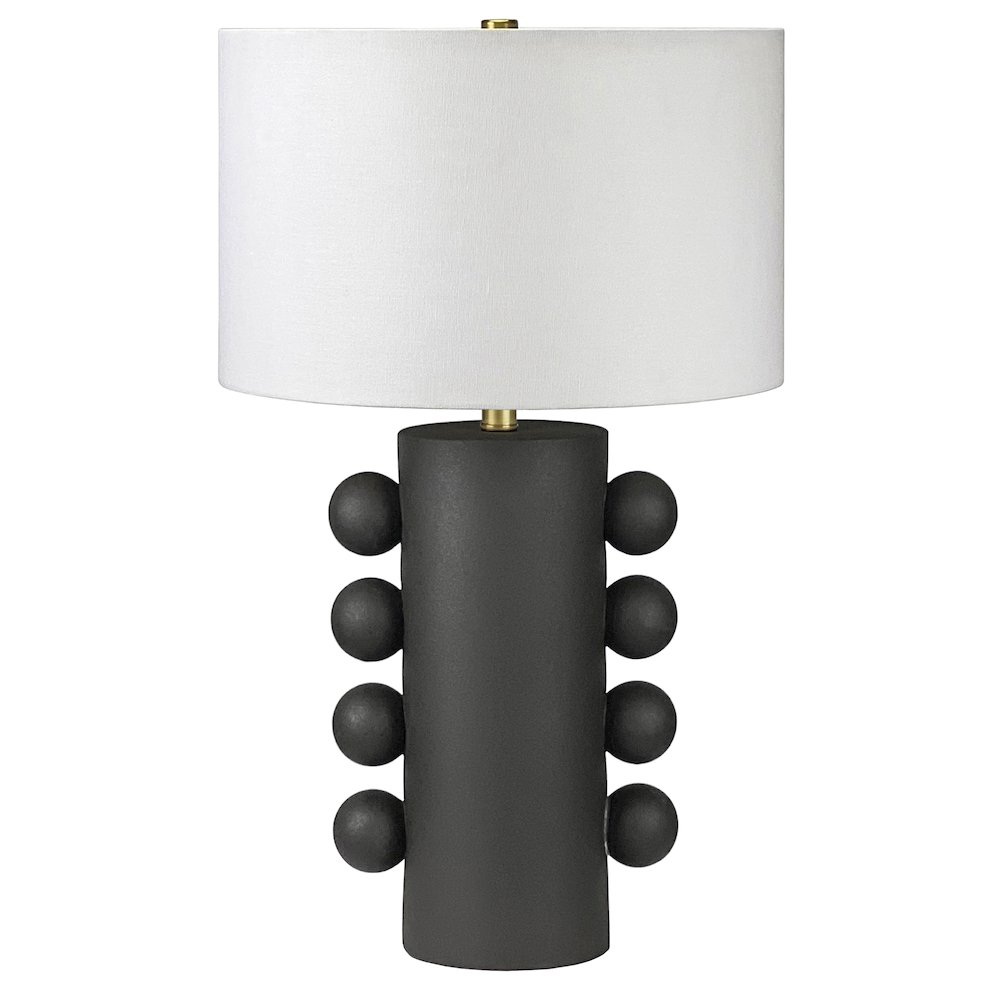 Jurrah 27" Tall Ceramic Table Lamp with Fabric Shade in Matte Black/White. Picture 1